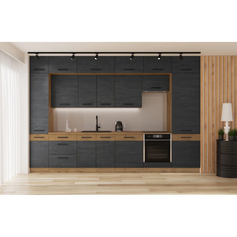 Vysoká skrinka, 60cm, sivá, dub lancelot, VEGA 60 DP-210 2F