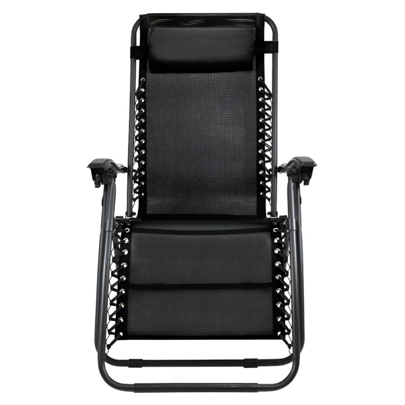 Záhradné, polohovacie kreslo, látka čierna, kov čierny, GERALD NEW