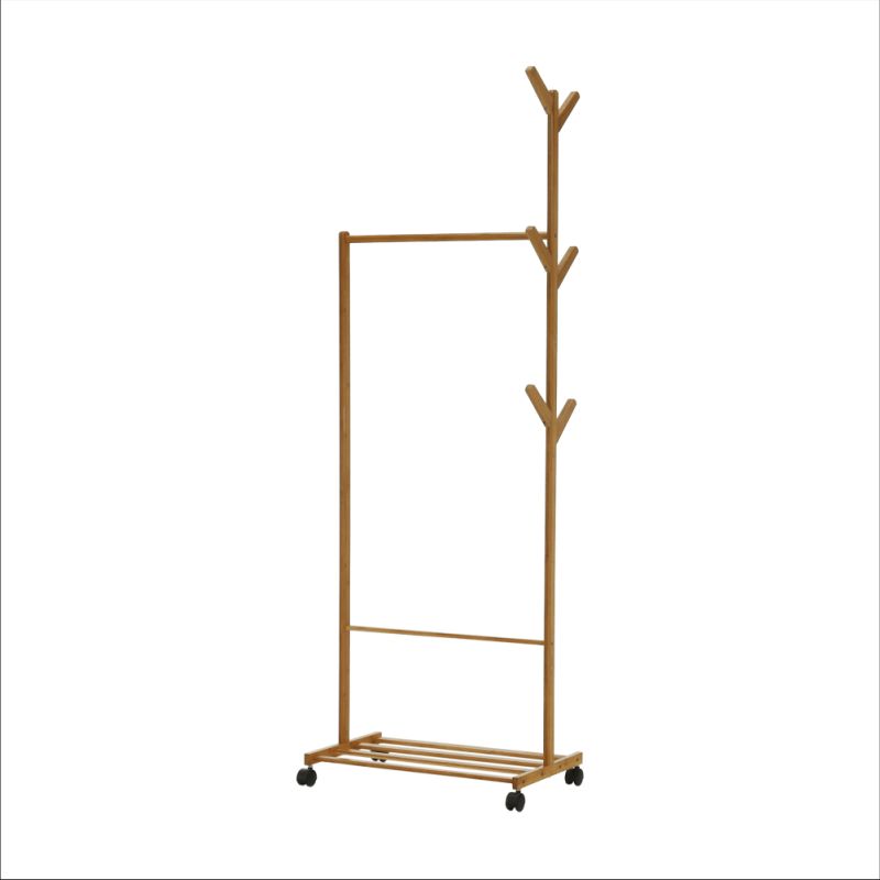 Pojazdný vešiak, prírodný, bambus, šírka 60cm, VIKIR TYP 1