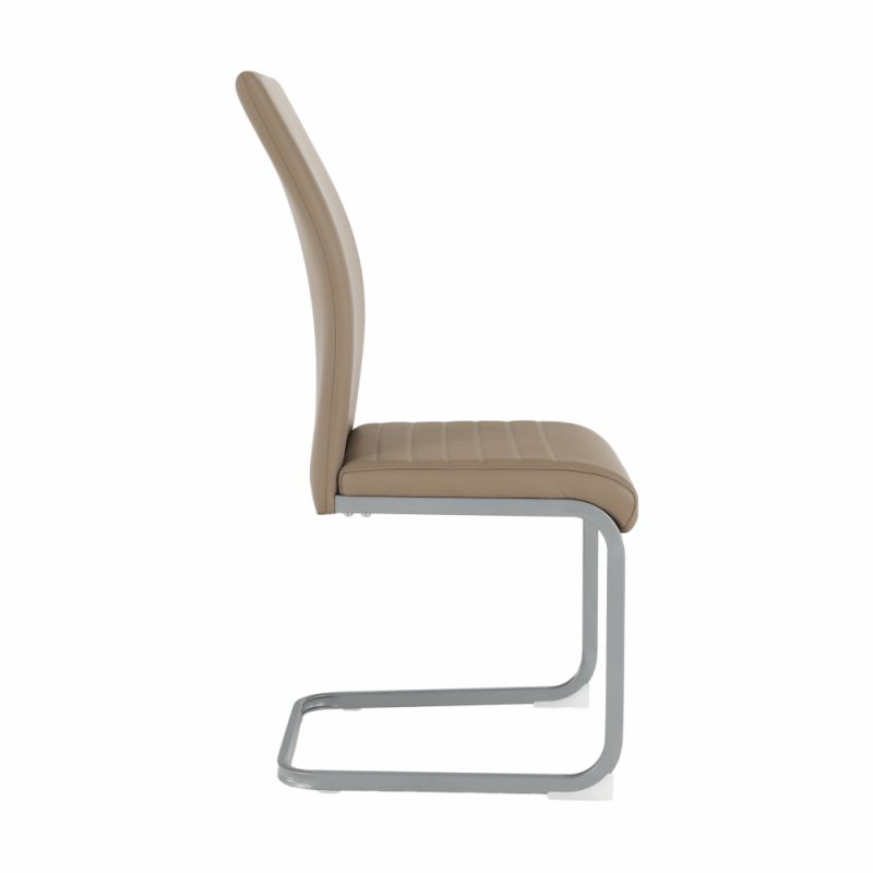 Jedálenská stolička, sivohnedá TAUPE látka, nohy sivé, NOBATA