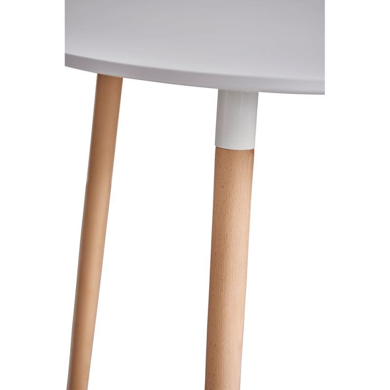 Jedálenský stôl, okrúhly 80cm, MDF, biely, buk, ELCAN NEW