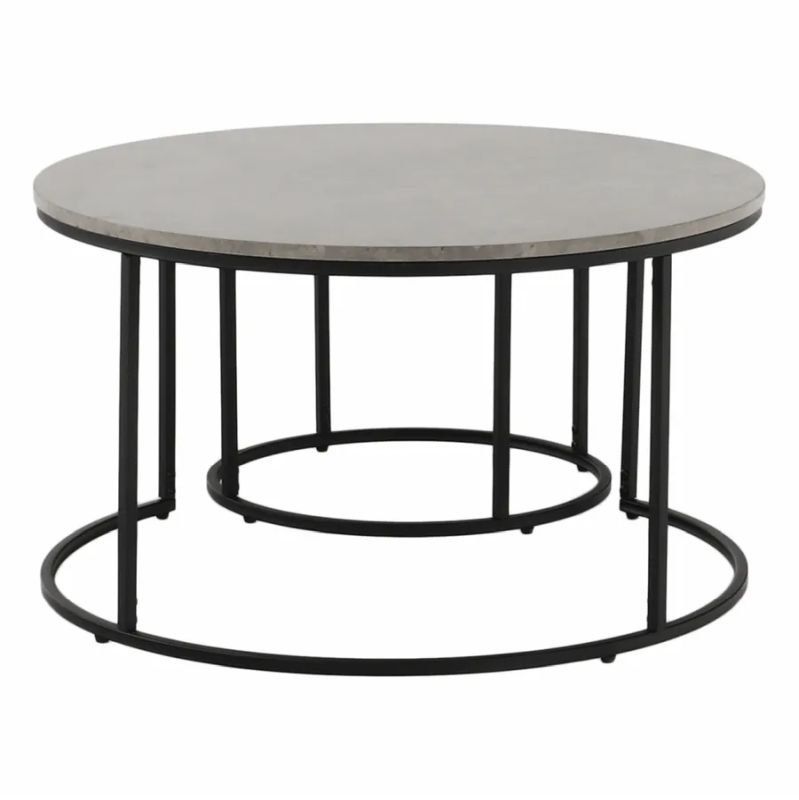 Set dvoch konferenčných stolíkov, 80x80cm, betón, čierny, IKLIN