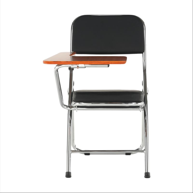 Stolička s doskou na písanie, čierna ekokoža, kov chróm, TEKER