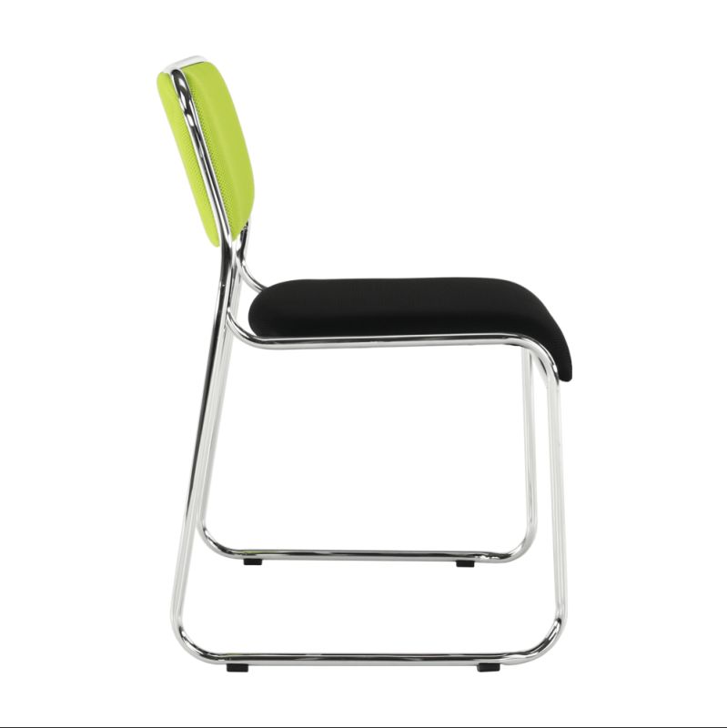 Zasadacia stolička, zelená a čierna sieťovina, kov chróm, BULUT