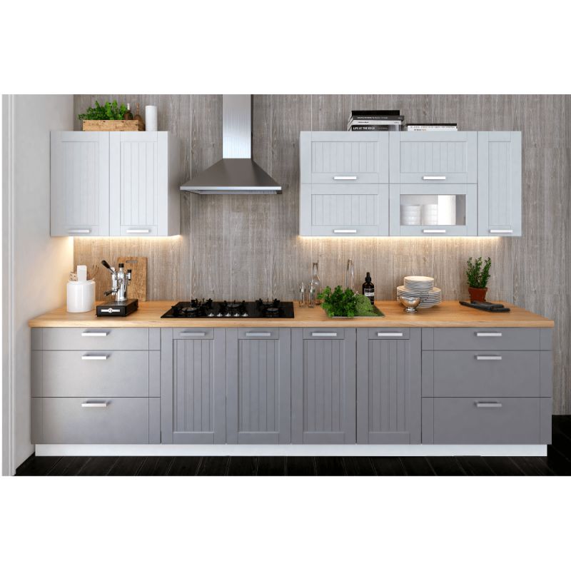 Horná skrinka, 60cm, svetlosivá, biela, JULIA TYP 8