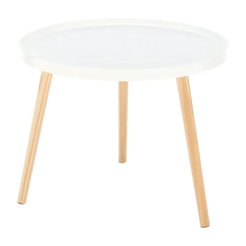 Príručný stolík, 60x60cm, biely, prírodný, SANSE TYP 1