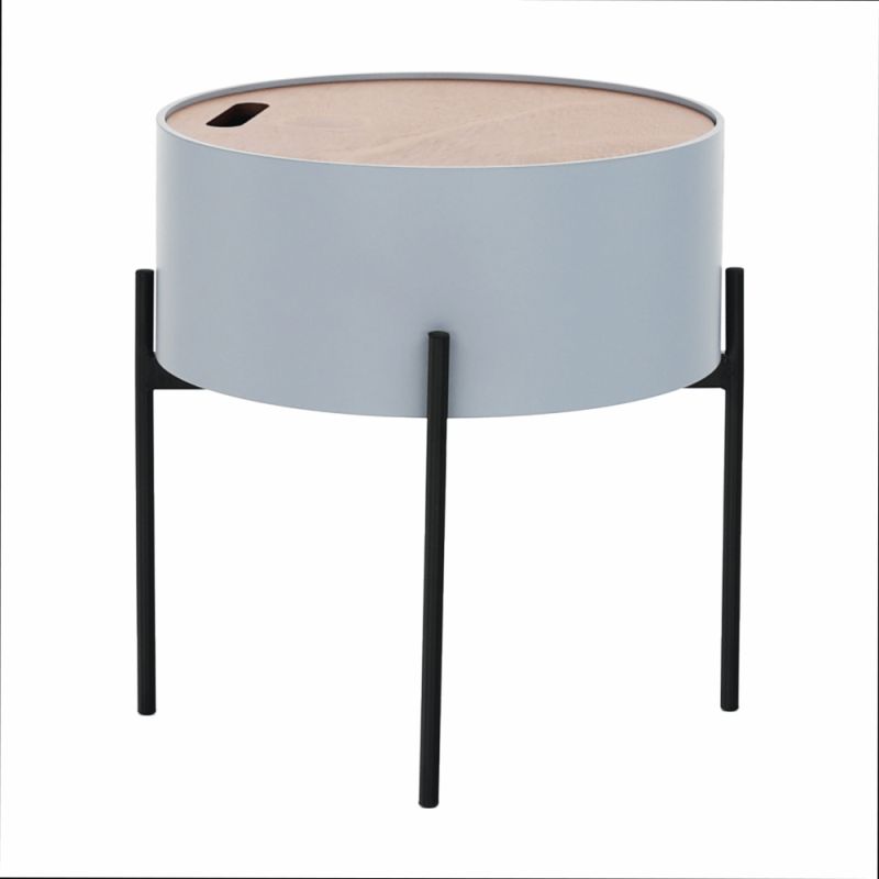 Príručný stolík, 38x38cm, sivý, prírodný, čierny, MOSAI