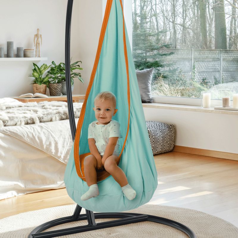 Závesné hojdacie kreslo, modré, oranžové, SIESTA TYP 1