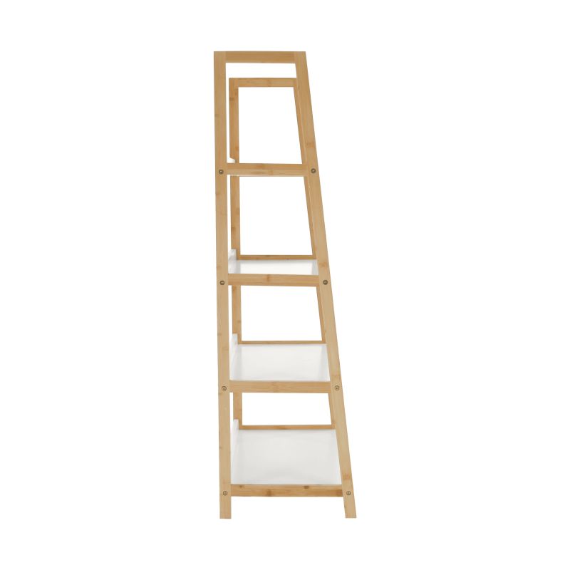 Regál, 63cm, 4-policový, biely, prírodný, KOEN TYP 2