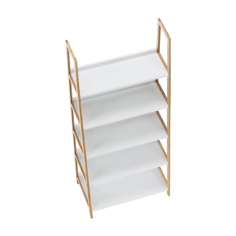 Regál, 63cm, 5-policový, biely, prírodný, KOEN TYP 3