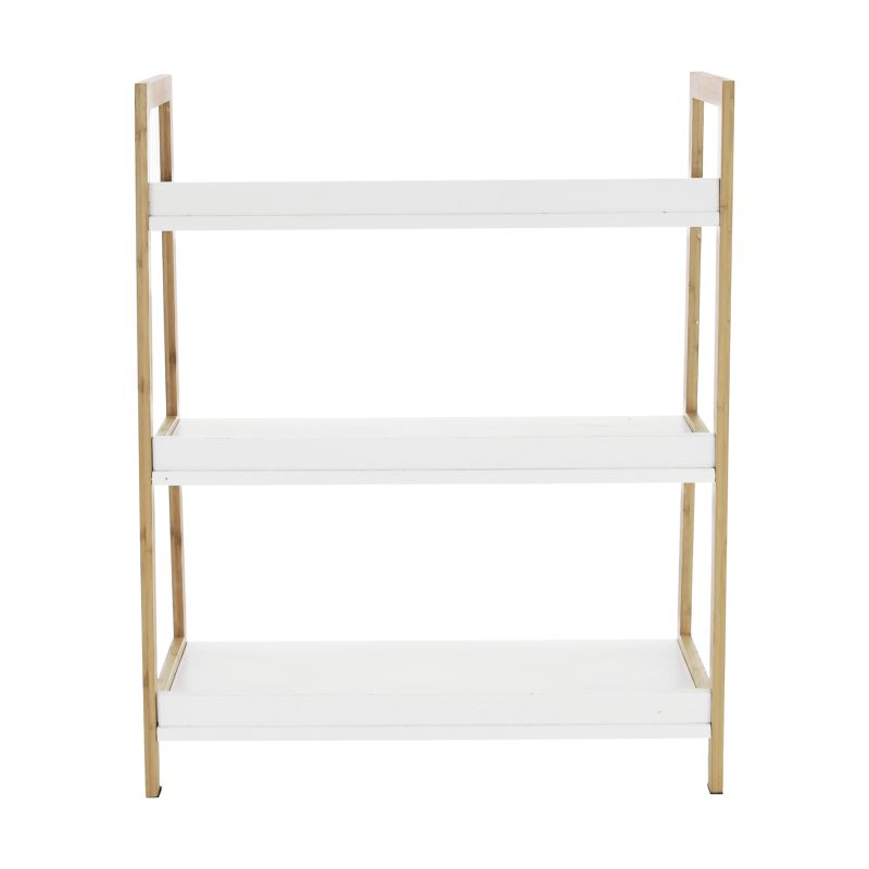 Regál, 63cm, 3-policový, biely, prírodný, KOEN TYP 1