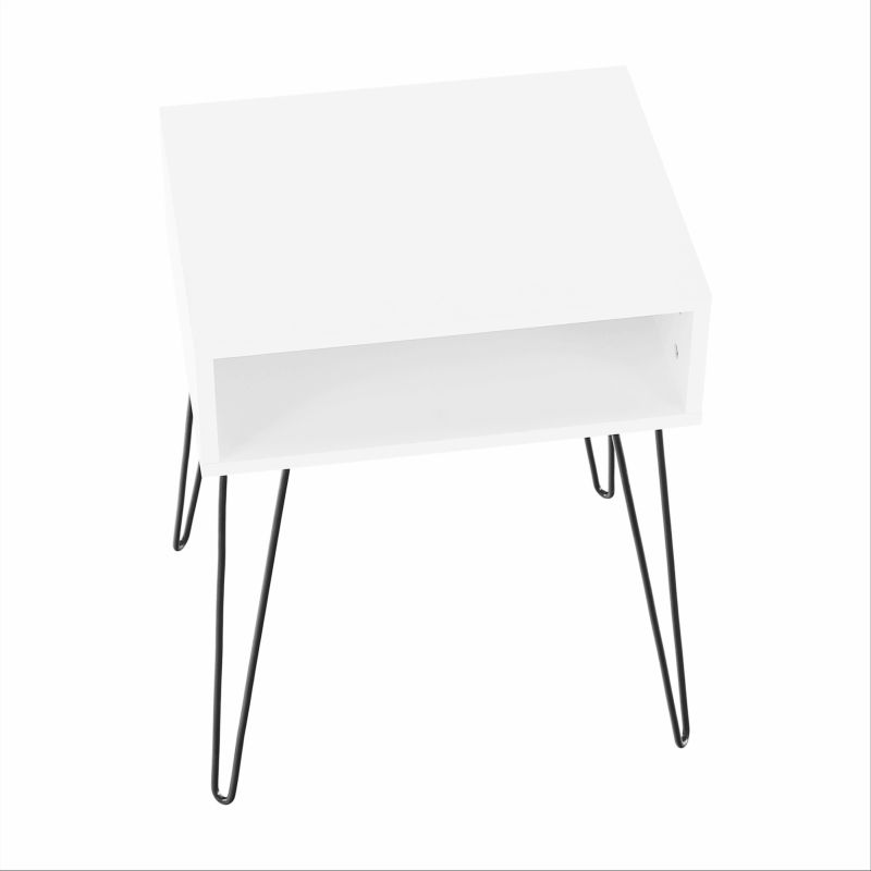 Príručný, nočný stolík, 45cm, biely, čierny, HONEJ