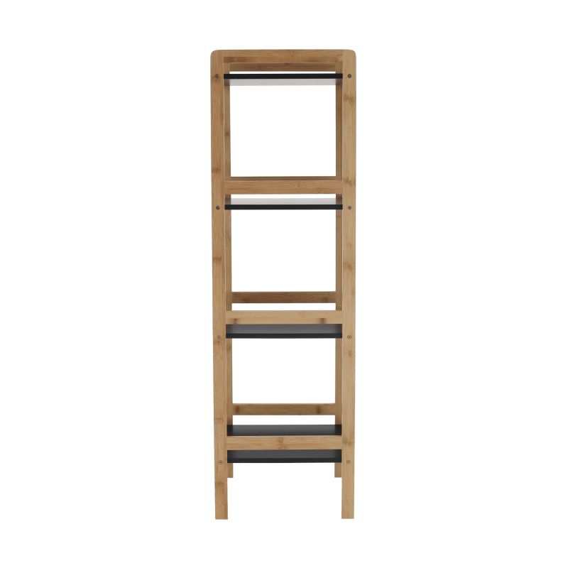 Regál, 34cm, 4-policový, prírodný, čierny, NAOKO