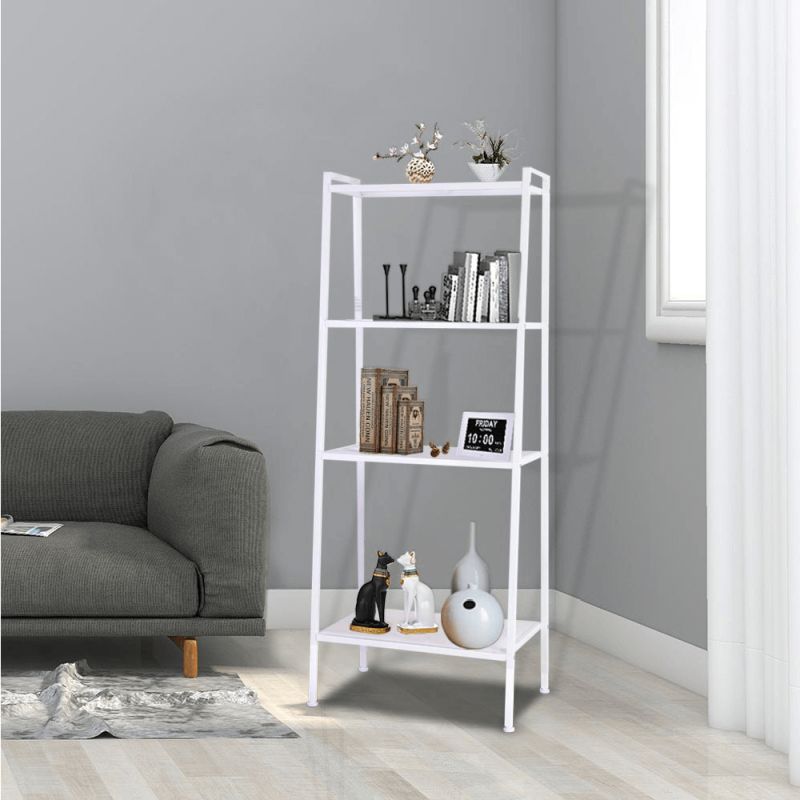 Regál, 60cm, 4-policový, kovový, biely, ALDEA