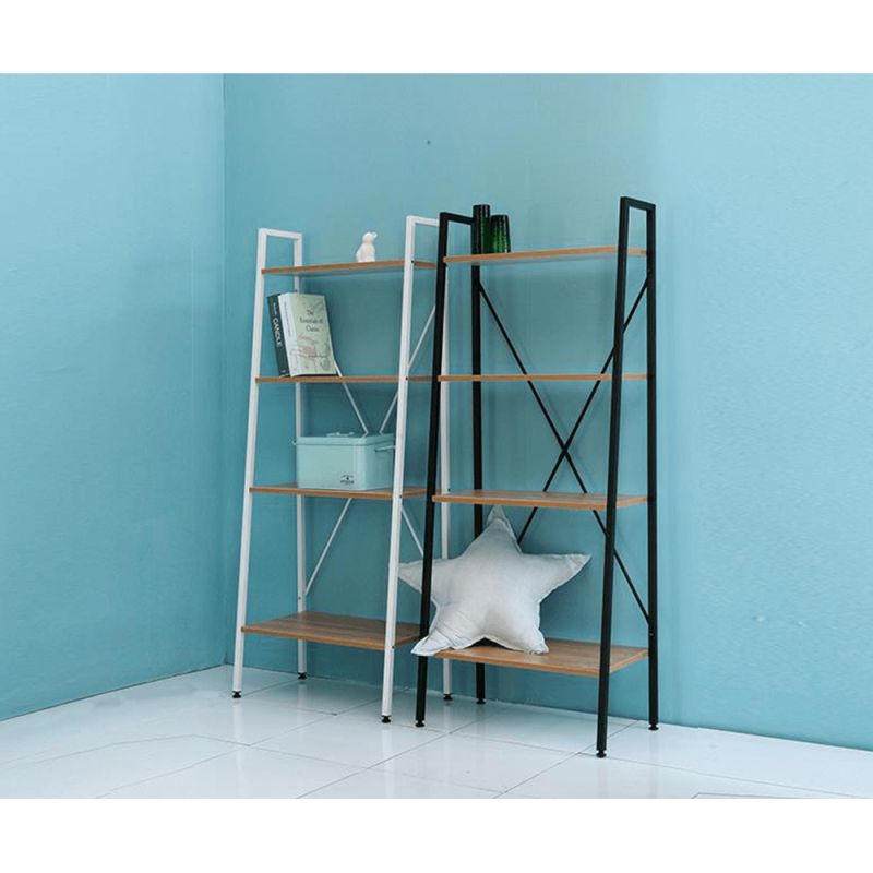 Regál, 60cm, 4-policový, dub, čierny, THEA