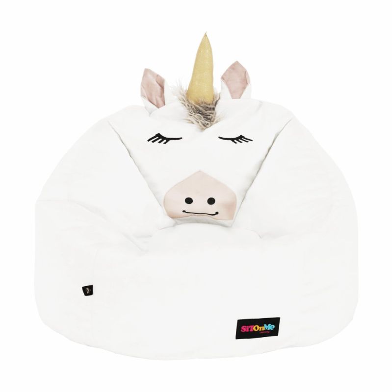 Sedací vak, 75cm, jednorožec, biely, látka, INOROG