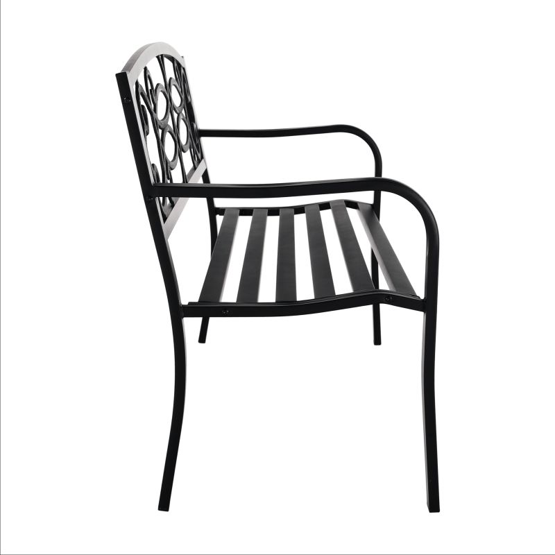 Záhradná lavička, 127cm, kov, čierna, VENDA