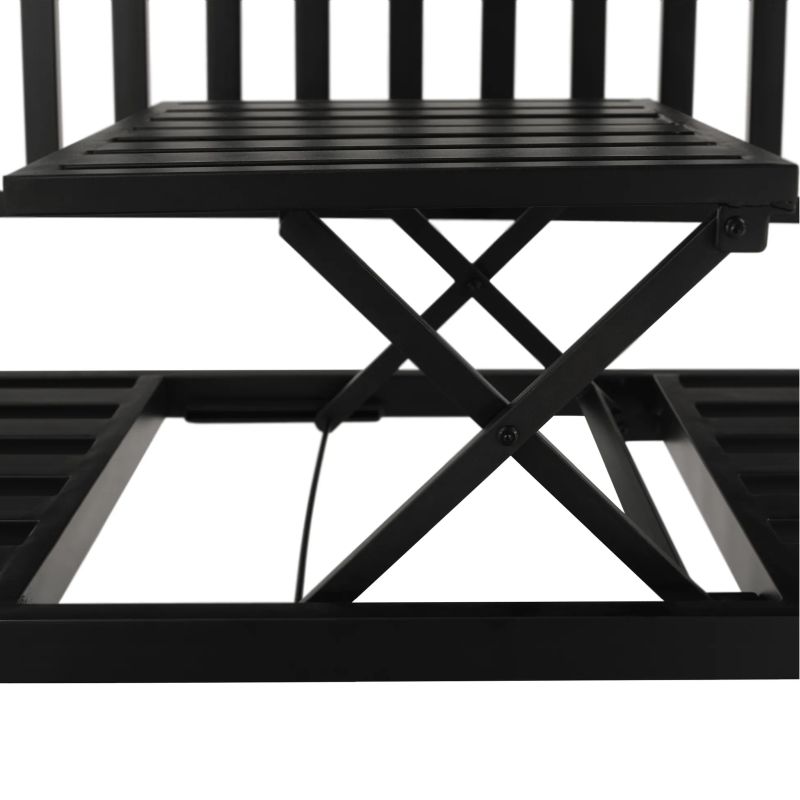 Záhradná lavička, so stolíkom, 150 cm, kov, čierna, DAGNO