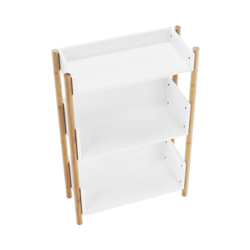 3-poličkový regál, 60cm, bambus, prírodný, biely, BALTIKA TYP 2