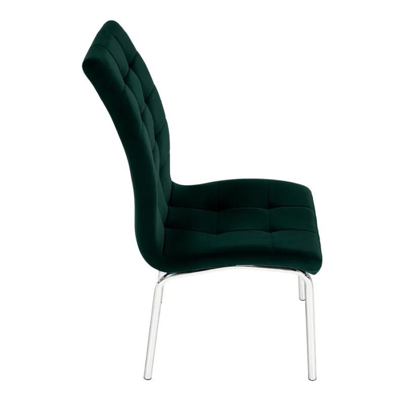 Jedálenská stolička, smaragdová Velvet látka, nohy chróm, GERDA NEW
