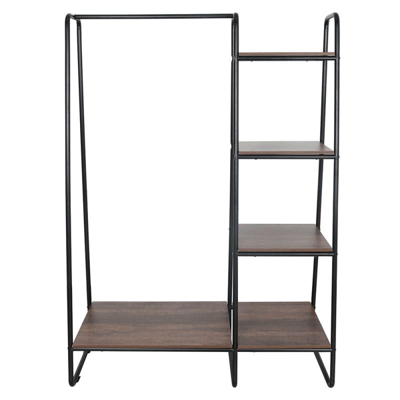 Šatníkový organizér, 101cm, čierny, orech, kov, MDF, ROBYN