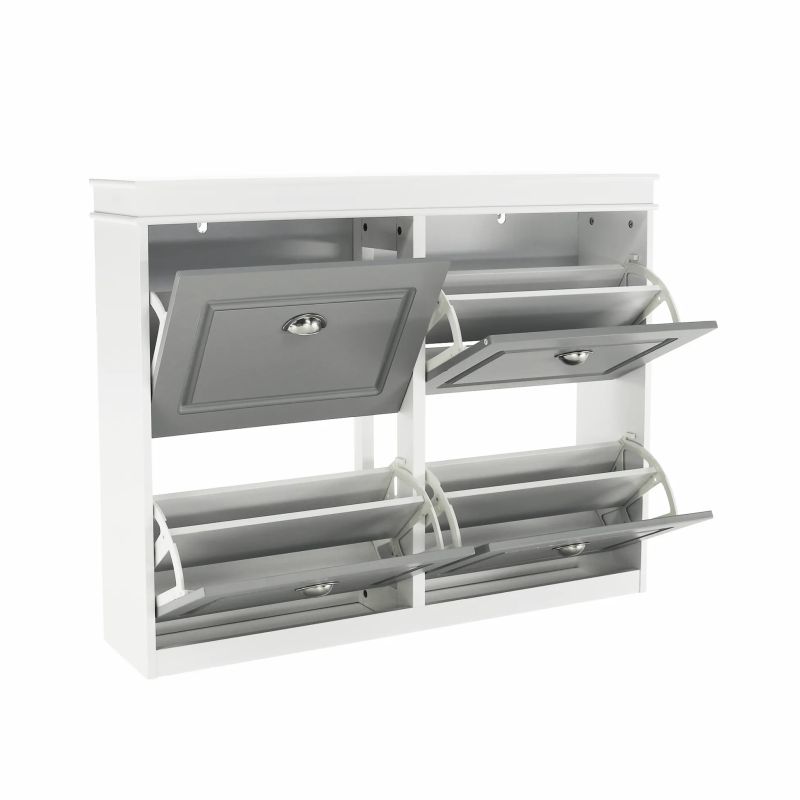 Botník, 104cm, 4-radový, biely, sivý, SEBER TYP 5