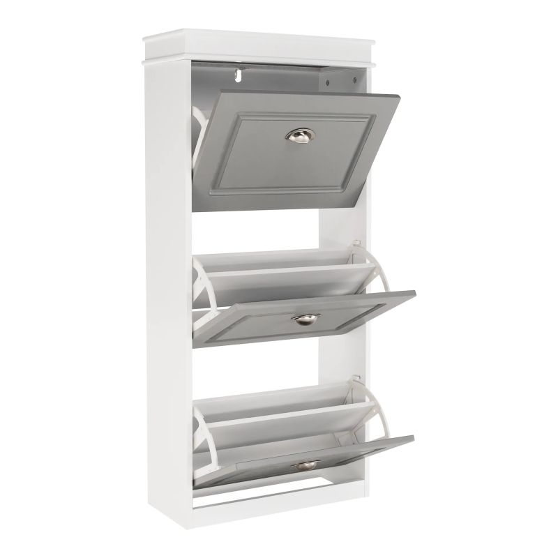 Botník, 53cm, 3-radový, biely, sivý, SEBER TYP 2