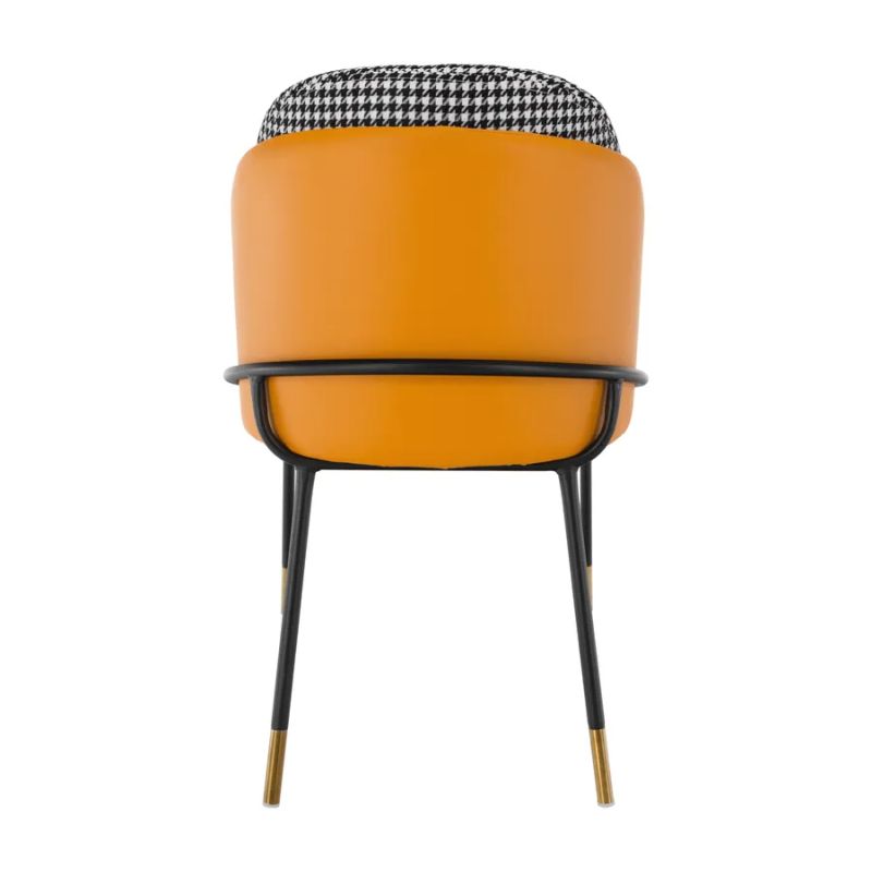 Jedálenská stolička, látka čiernobiela vzor, ekokoža camel, nohy kov čierny, KIRNA