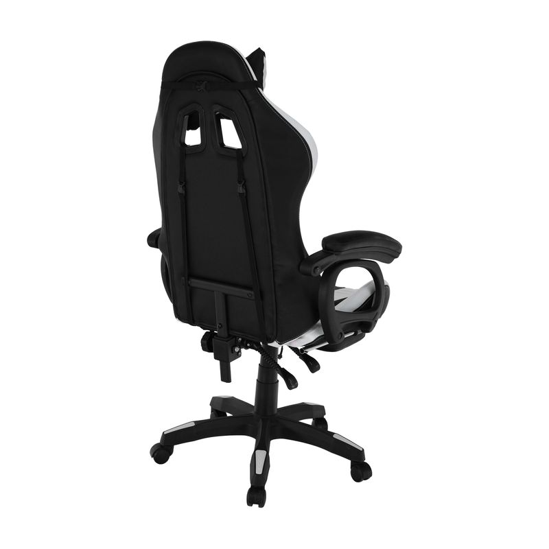 Kancelárske, herné kreslo, s RGB LED podsvietením, čierna a biela ekokoža, JOVELA