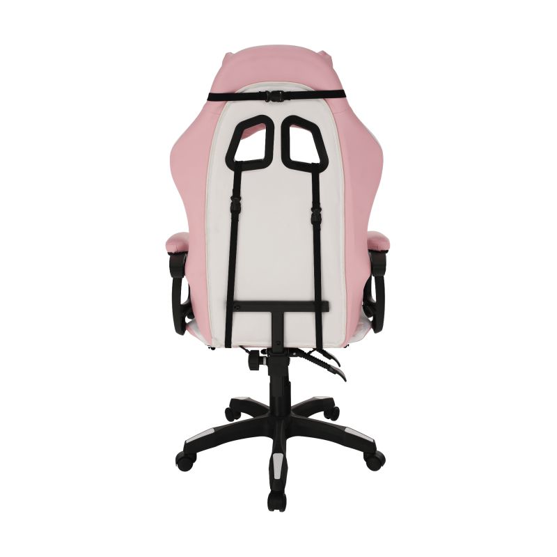 Kancelárske, herné kreslo, s RGB LED podsvietením, ružová a biela ekokoža, JOVELA