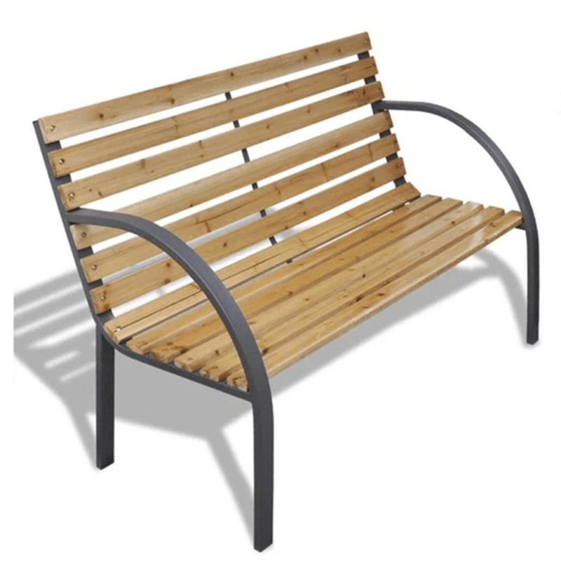 Záhradná lavička, 122cm, kov čierny, masív prírodný, LACEA