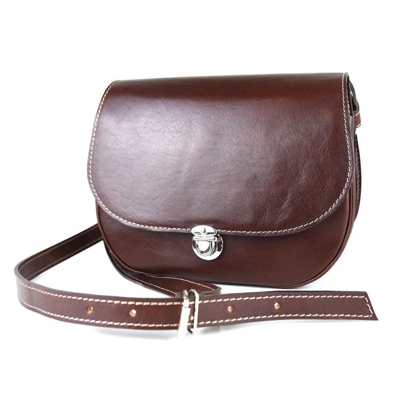 Luxusná rustikálna kožená kabelka, hnedá farba