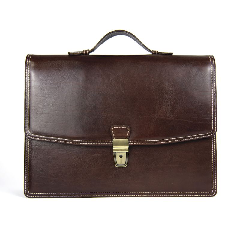 Luxusná elegantná kožená aktovka z pravej kože v hnedej farbe č.8170