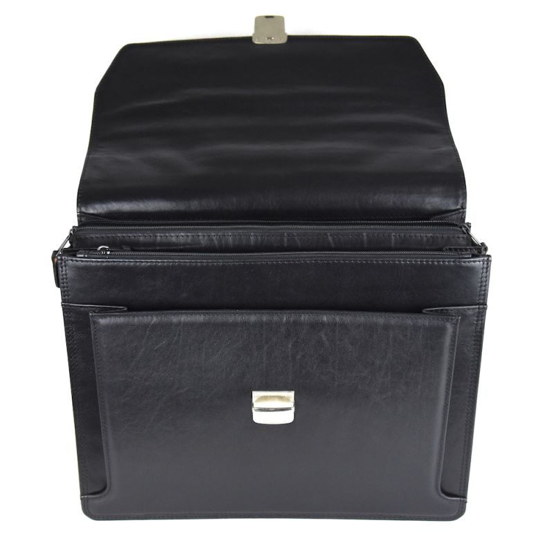 Luxusná kožená aktovka z pravej hovädzej kože č.8418 v čiernej farbe