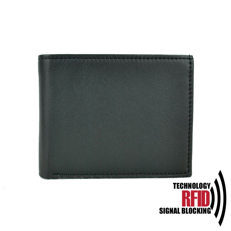 Kožená RFID peňaženka vybavená blokáciou RFID / NFC, čierna farba č.8407