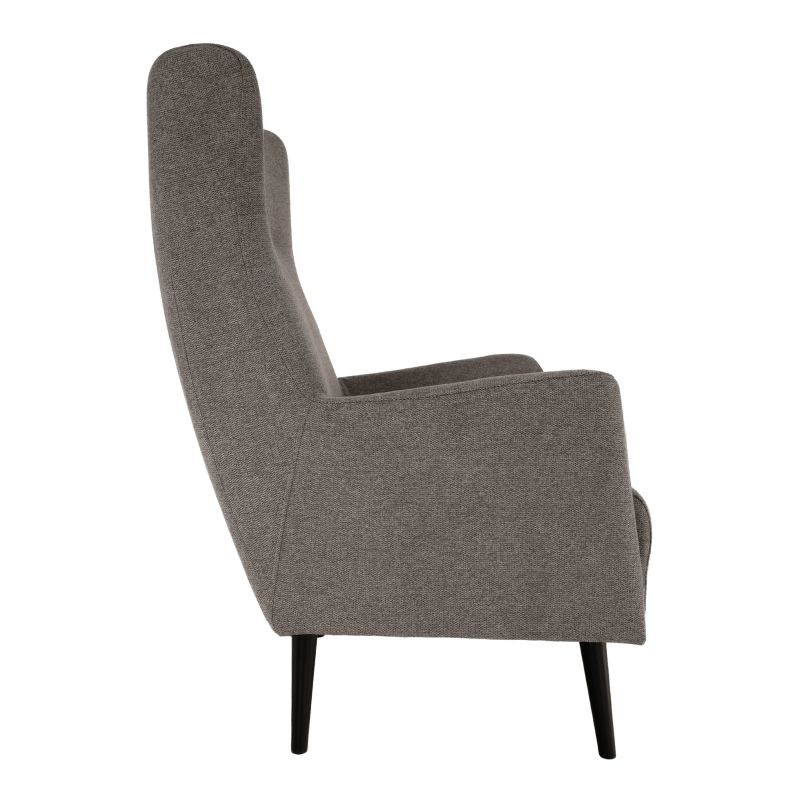 Kreslo ušiak, čierne drevo, sivá látka, SAMY