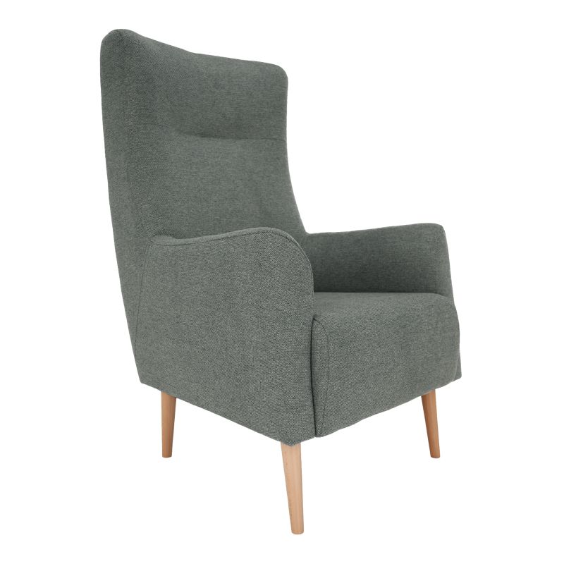 Kreslo ušiak, buk drevo, mentolová látka, SAMY