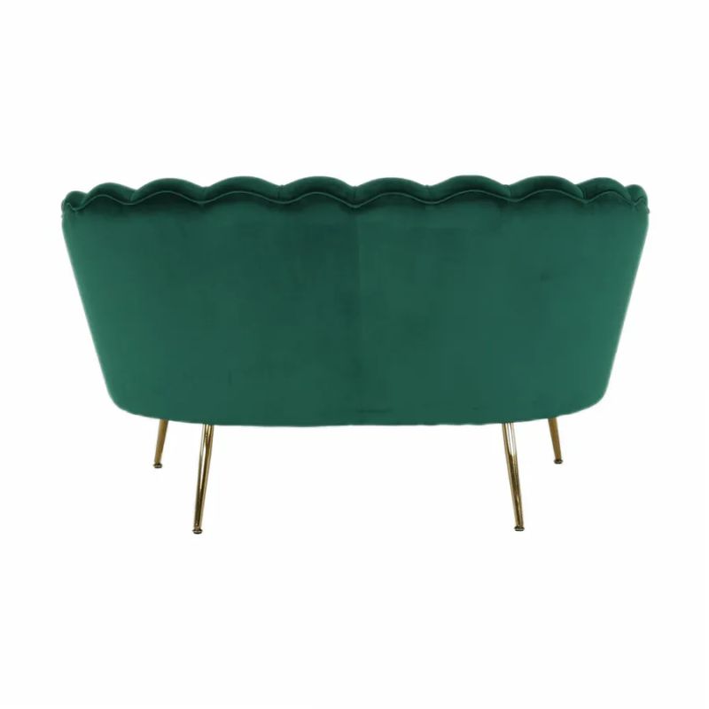 Lavica, Art-deco, nohy gold chróm, smaragdová látka, NOBLIN