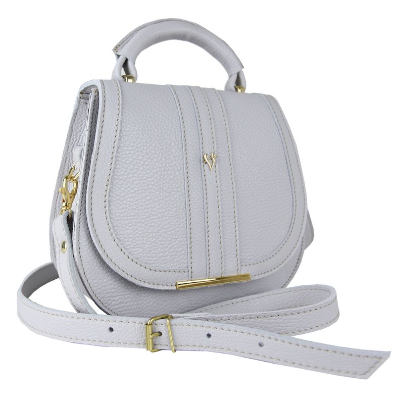 Módna kožená kabelka vo svetlo šedej farbe