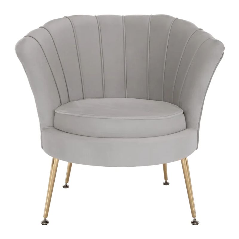 Kreslo, Art-deco, nohy gold chróm, sivomodrá látka, NOBLIN