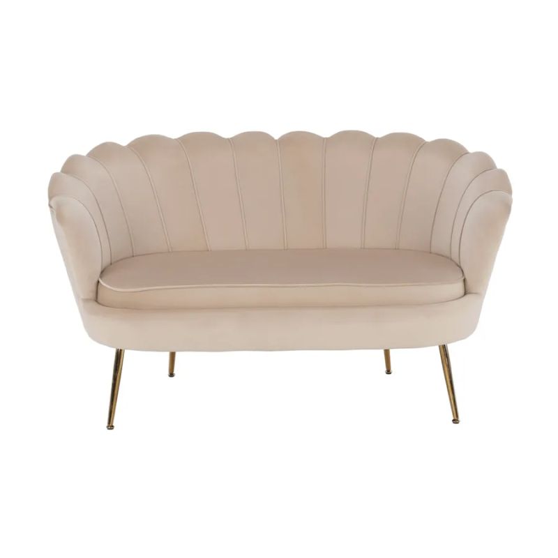 Lavica, Art-deco, nohy gold chróm, béžová látka, NOBLIN