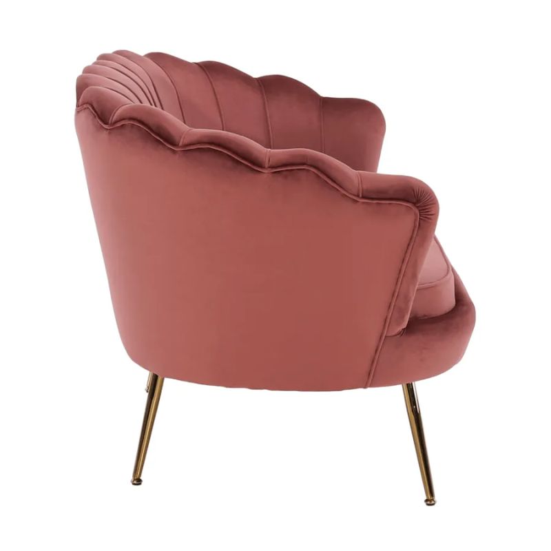 Lavica, Art-deco, nohy gold chróm, ružová látka, NOBLIN