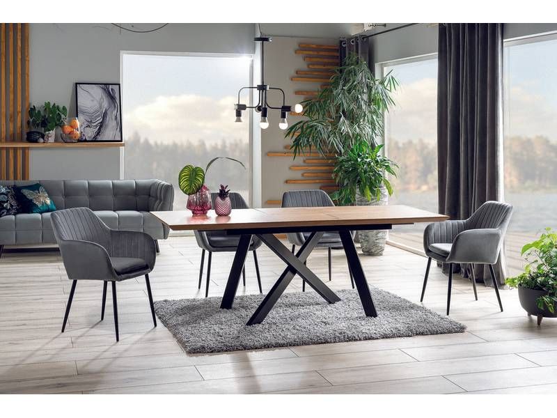 Jedálenská stolička, sivá látka, nohy kov čierny, Signal, ELINA VELVET