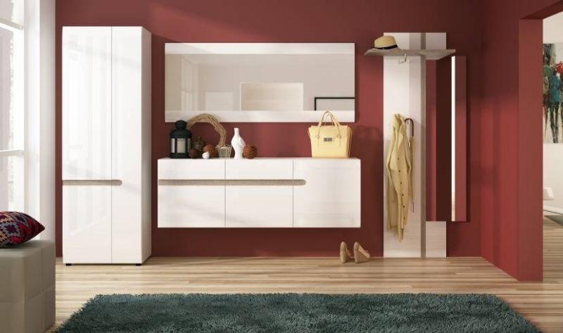Vitrína, 85cm, biely lesk, dub truflowy, LYNATE TYP 32