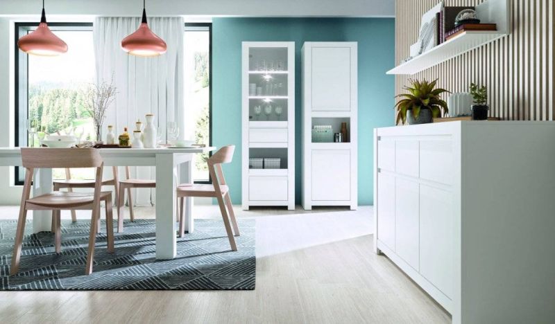 Televízny stolík, 153cm, biely alpin supermat, EXT BODEN NVIF01