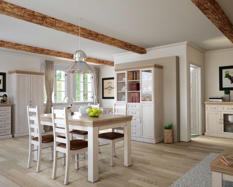 Jedálenský stôl, 160x90cm, rozkladací, MDF, sosna andersen, dub divoký, ROYAL ST