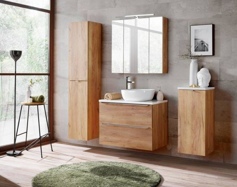 Skrinka s košom na bielizeň, 35cm, dub craft, CAPRI OAK 811