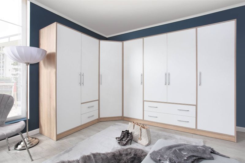 Skriňa, 150cm, kombinovaná, dub sonoma, biela, zrkadlo, SMART SRL 2