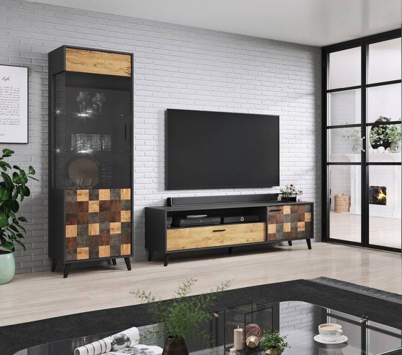 Komoda, 100cm, antracyt, dunkel, aquare dance dark, SOUL 2D