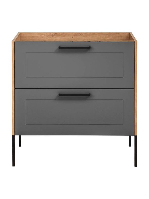 Skrinka pod umývadlo, 80cm, grafit, dub artisan, MADERA GREY 821